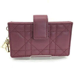 Dior Card Holder Case Leather Mallow Rose Pink Charm